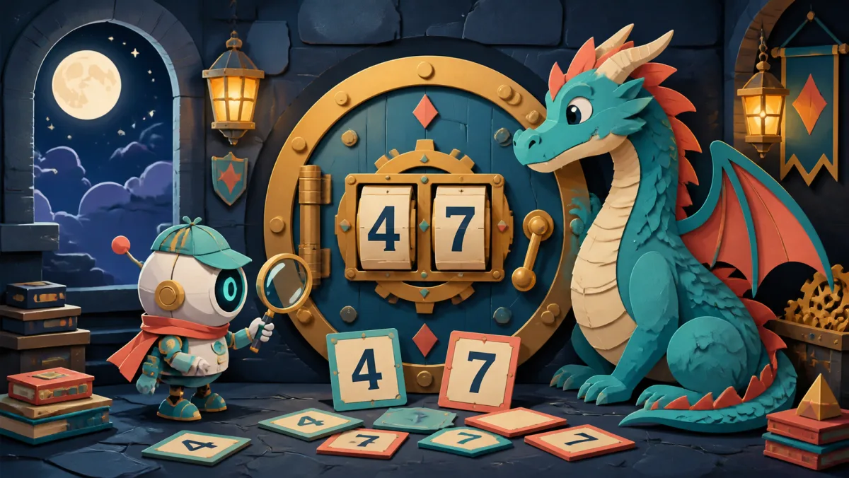 A friendly dragon and Lumi investigating a number vault